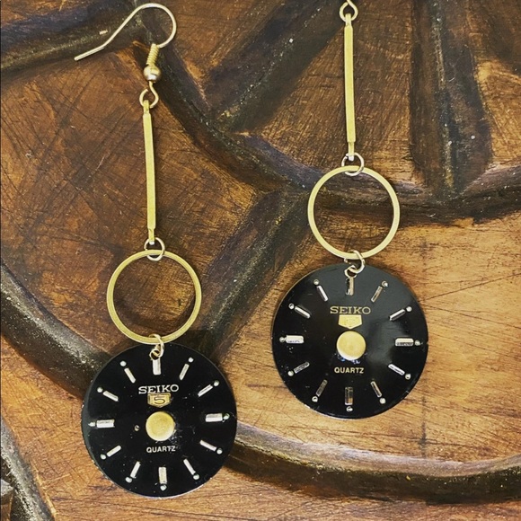 Up-cycled, Vintage Watch Face, Brass Earrings by whisperedHEART - Picture 2 of 3